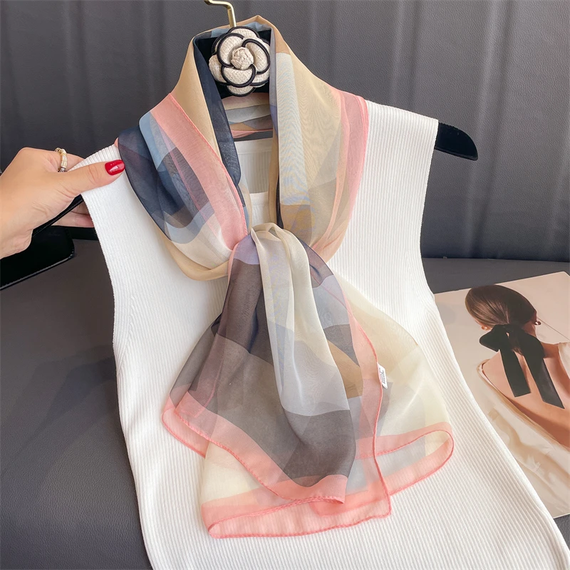 A leaf Undercap Flora chiffon scarf Multicolor Stock 50*160cm Bulk
