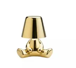 Home Ornament Chrome Bedside Atmosphere Light Silver Led Little Golden Man Table Lamp Rechargeable Collection Thinker Lamp
