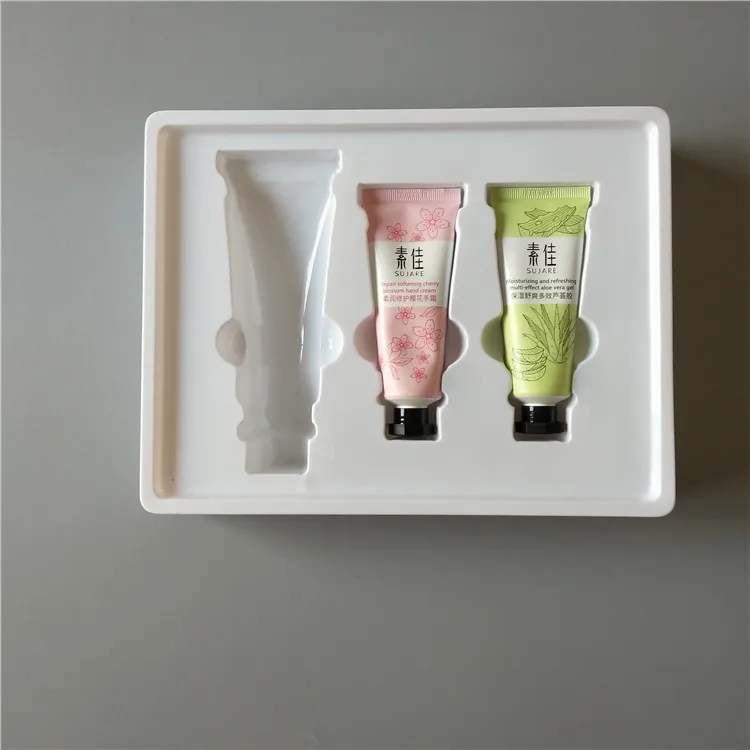 hot blister Customized white color plastic skin care insert packaging tray blister cards