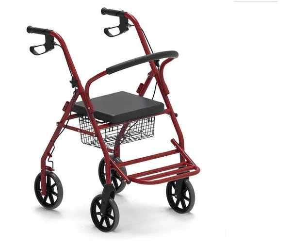 Lightweight elderly walker rollator with seat, folding elderly walker with wheels rolling walker