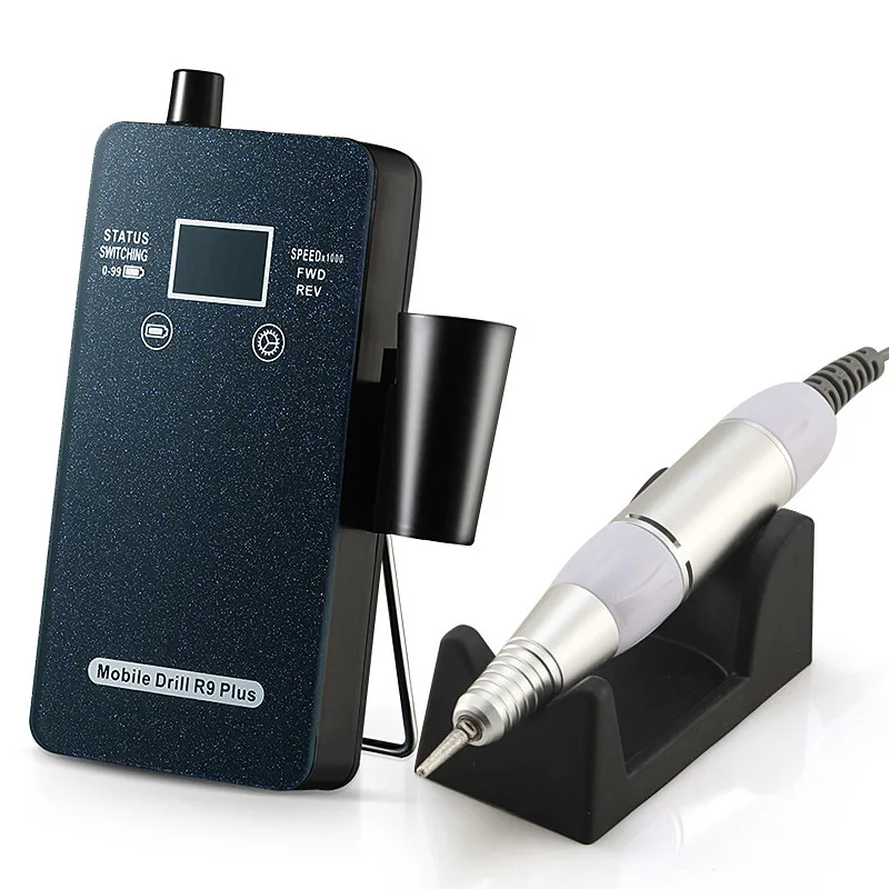 Professional Nail Drill R9 Plus Portable Rechargeable 30000 rpm High Speed Nail Grinder Mobile Drill Polisher Crystal Hand Piece