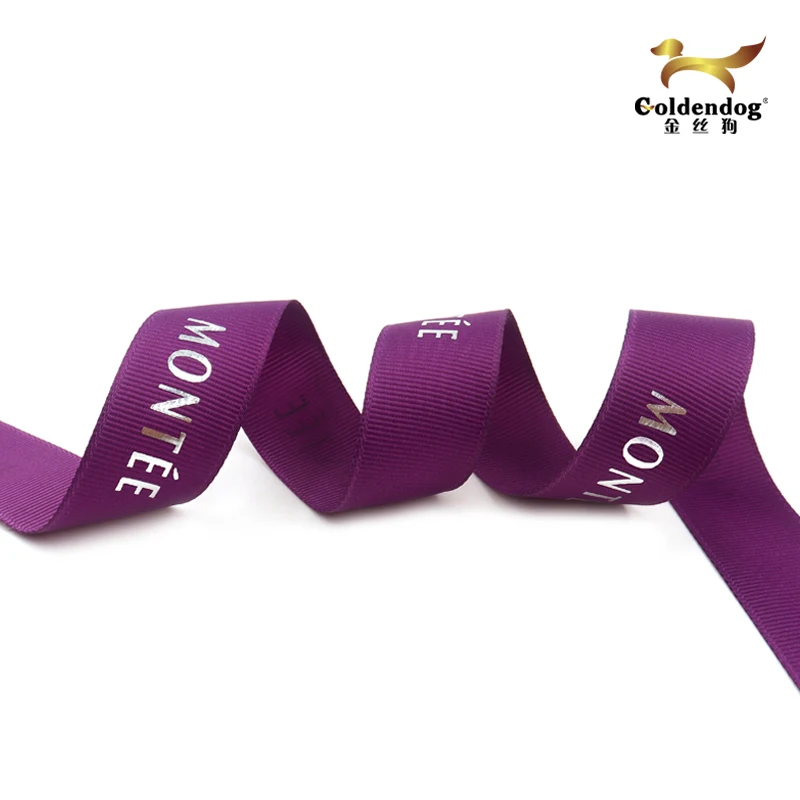 Mafolen Customized Logo Wholesale 25mm 3D Embossed Logo Printed Grosgrain Ribbon Tape For Gift Wrap