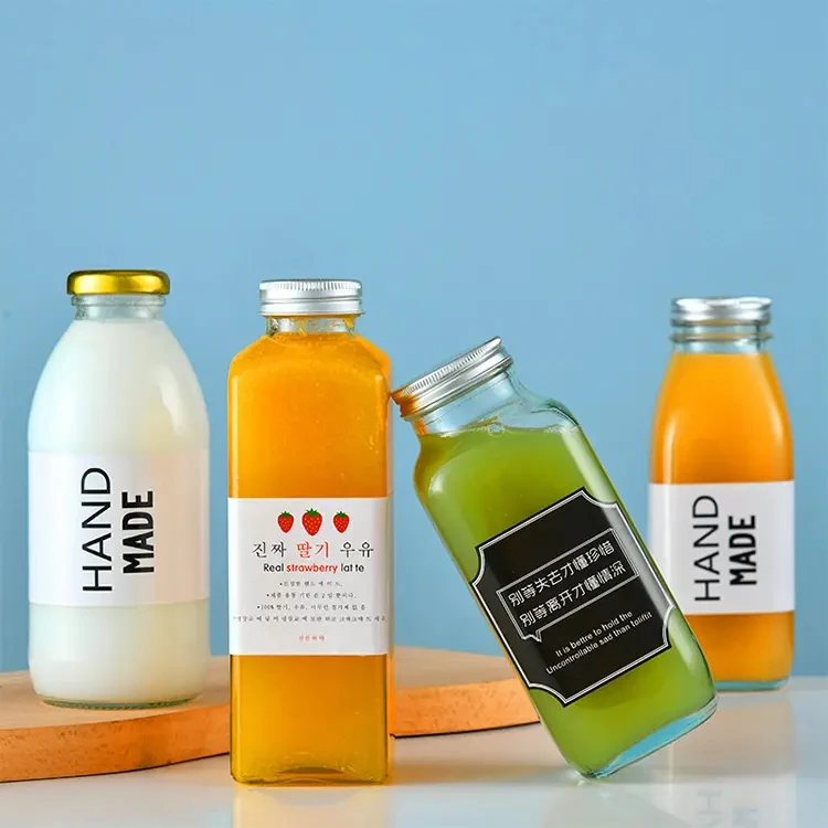 500ml Empty Juice Milk Beverage Glass Bottles Kombucha Glass bottle with Screw Aluminium Cap