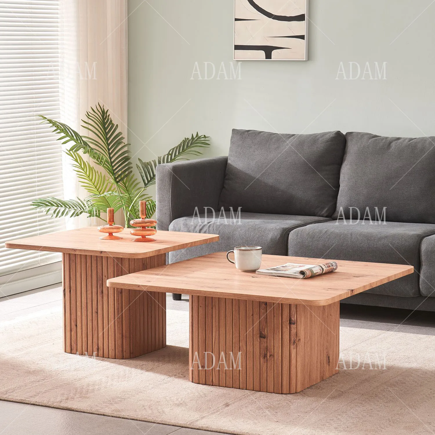 wabi-sabi wholesale european Modern Nature Nesting BROWN Wood Oak Paper MDF Round Coffee Table