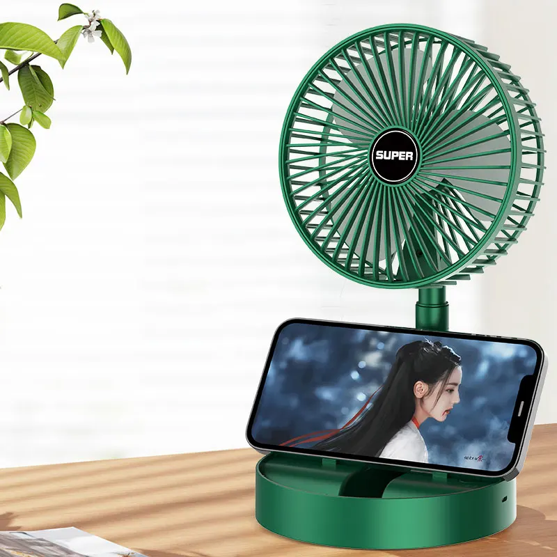 Usb Foldable Rechargeable Telescopic Mini Desktop Air Fan 3 In 1 Camping Portable Battery Fan