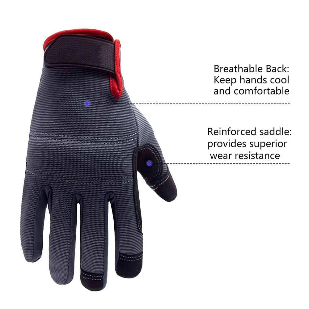 BSP custom logo black men heavy duty assembly construction leather palm safety work mechanic gloves