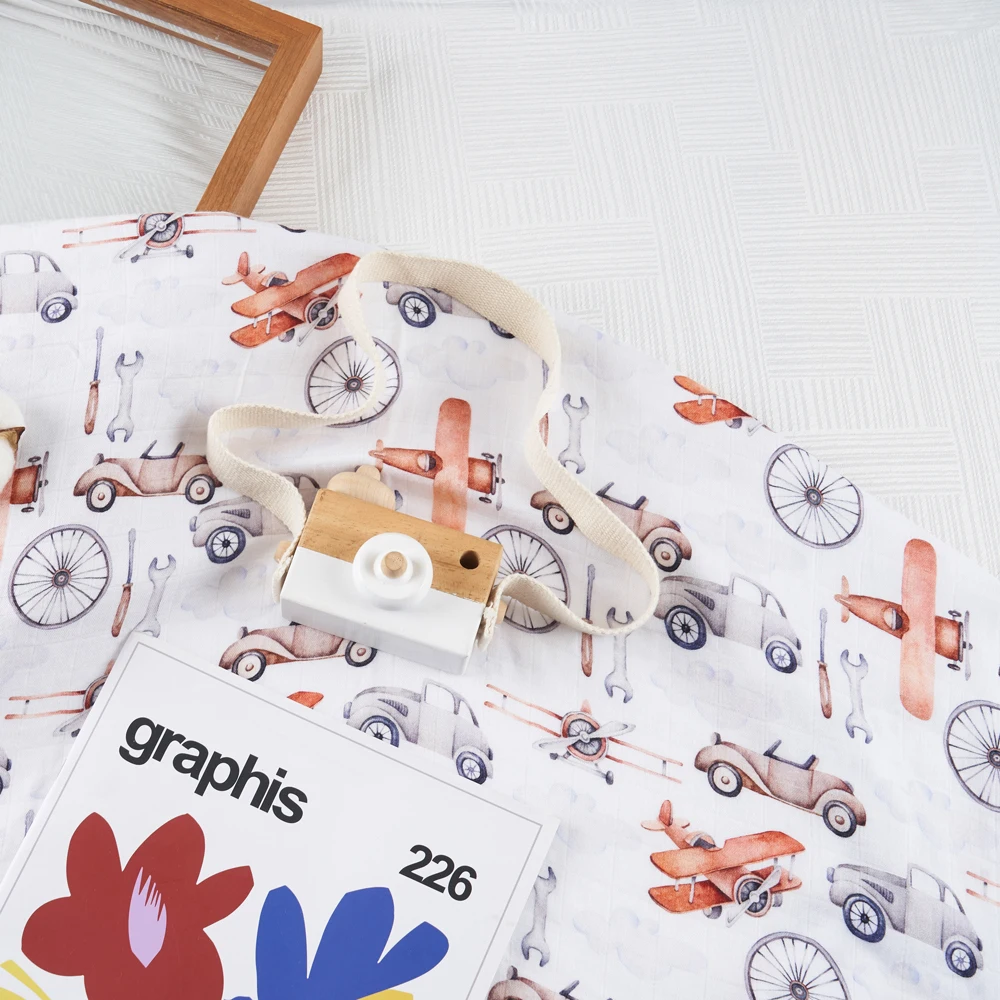 Kangobaby Baby 70% Bamboo 30% Cotton Materials 2 Layers Soft Customized Print Swaddle Blankets