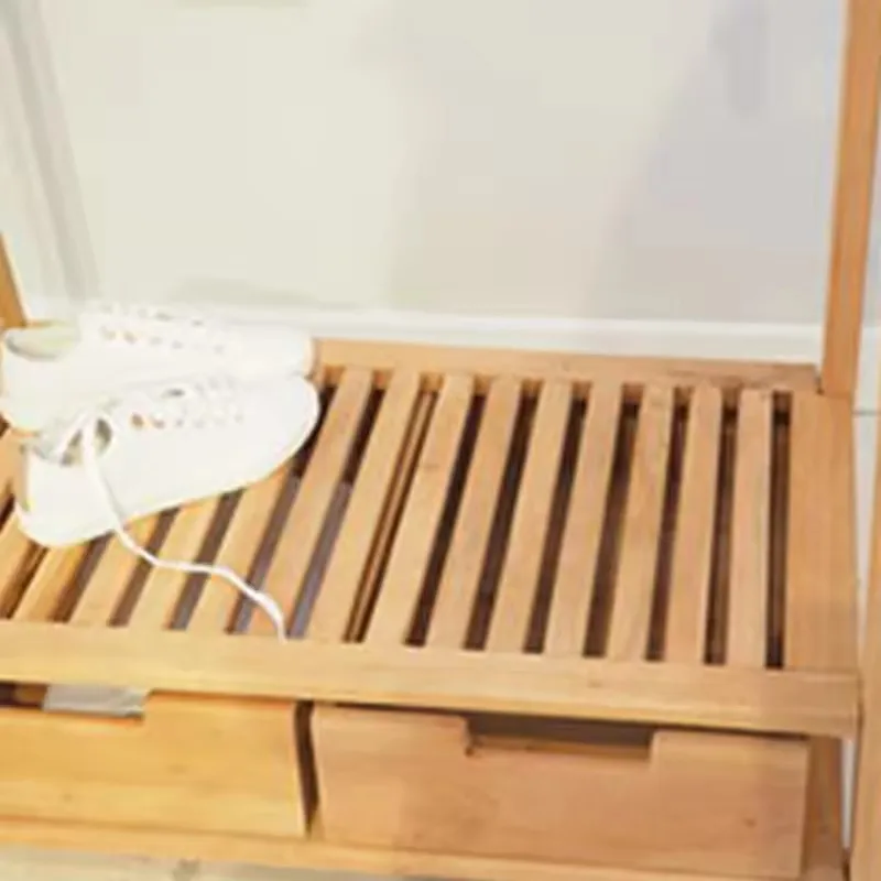 Wooden Clothes Rack  Easy Hanger Removable for Bedroom and  Living Room With Drawers