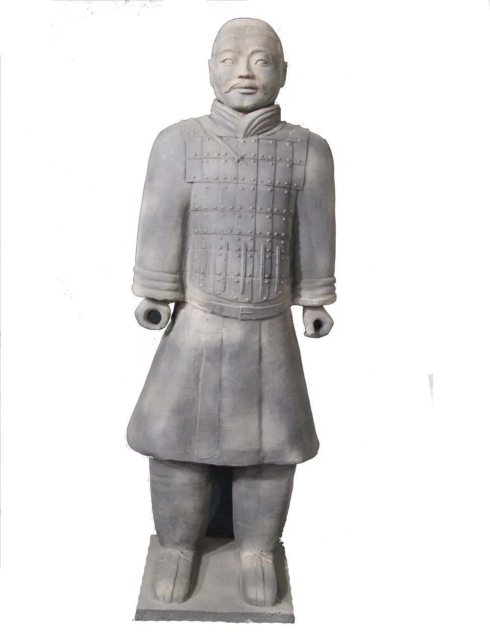Vintage Chinese Clay Terracotta Warrior Soldier Figure Statue General in Robe for Home Decoration