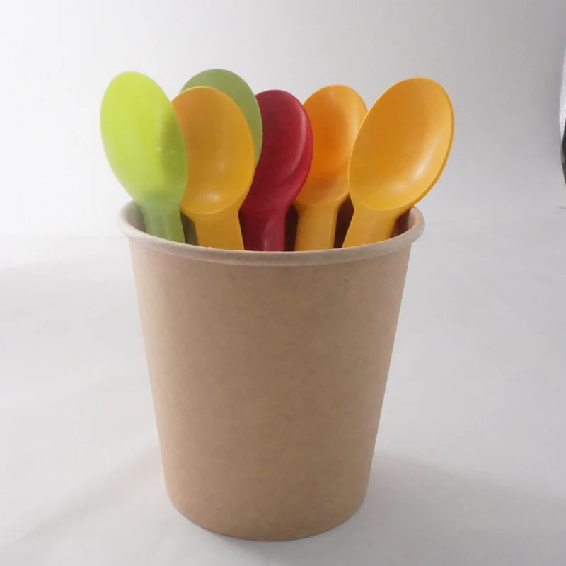 Custom Logo Cream Spoon Biodegradable Disposable Ice Yogurt Dessert Mini Spoon