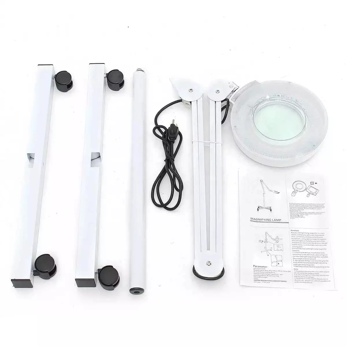 5x Large Aesthetic Folding Beauty Salon Magnify Craft Cosmetic Floor Stand LED Magnifier Facial Glass Magnifying Lamp With Light