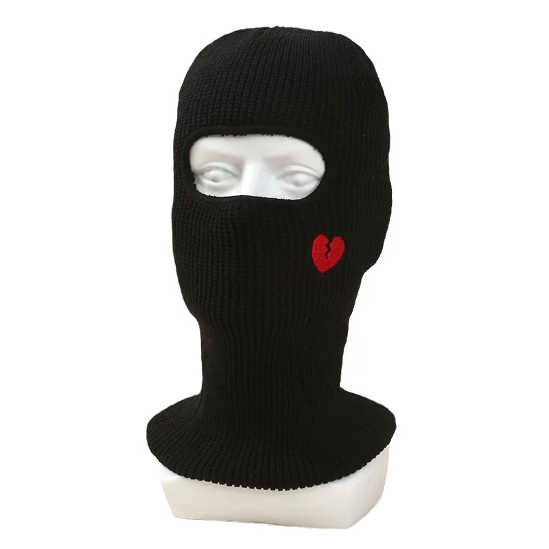 High quality full face 1 hole designer embroidery logo ski mask winter beanie hat for men women