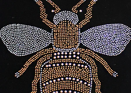 fashion gold bee and Imperial crown rhinestone Applique crystal patches cc rhinestone iron on diamond Patch for clothing decor