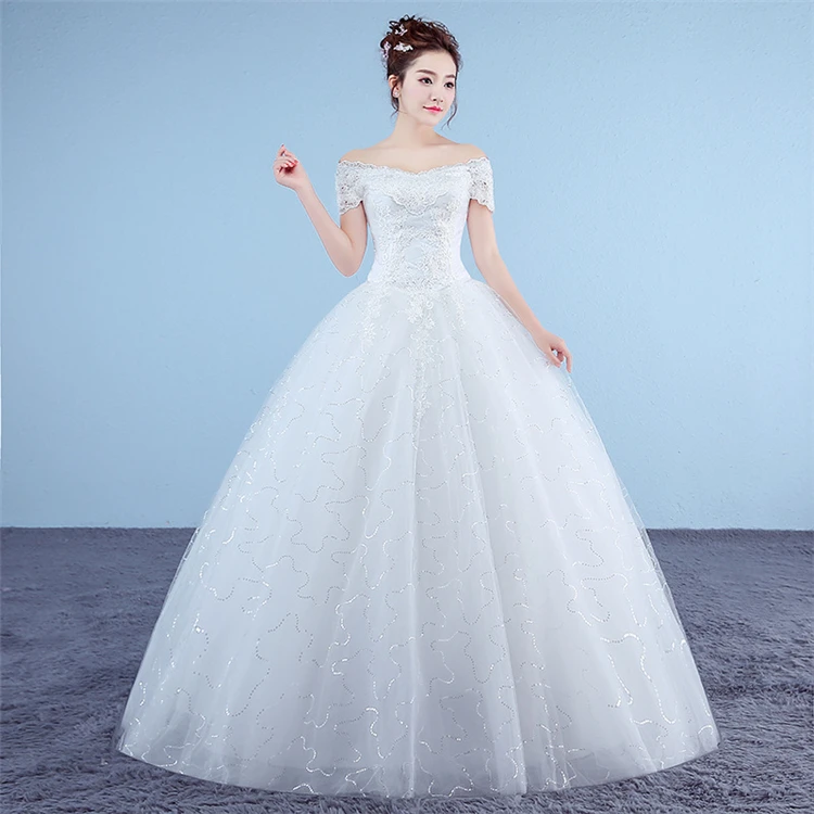 Bride Adult Ceremony One Shoulder Korean Style Custom Size Floor Length 2021 Wedding Dress Lace Red Wedding Dresses