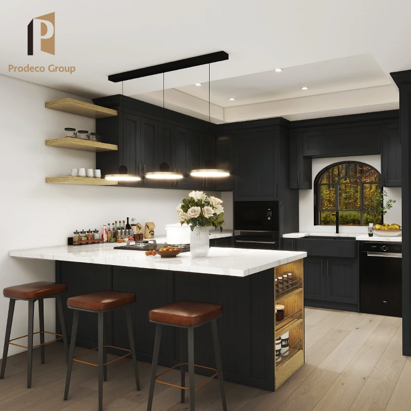 2024 Kitchen Cabinets Luxury Black Full Furniture Kitchen Design Cupboards Cabinet For Home
