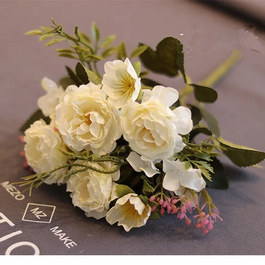 
Indoor Home Decoration Outdoor Plant Wedding Centerpieces Gorgeous Bloom Clusters Stems Silk Artificial peony Flowers Bouquets 