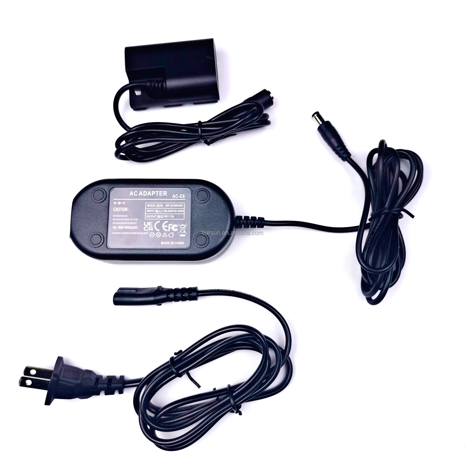 Free shipping ACK-E6 Camera AC Power Adapter Replacement for LP-E6/LP-E6N Dummy Battery for Canon EOS 90D, 80D, 70D, 7D Mark II