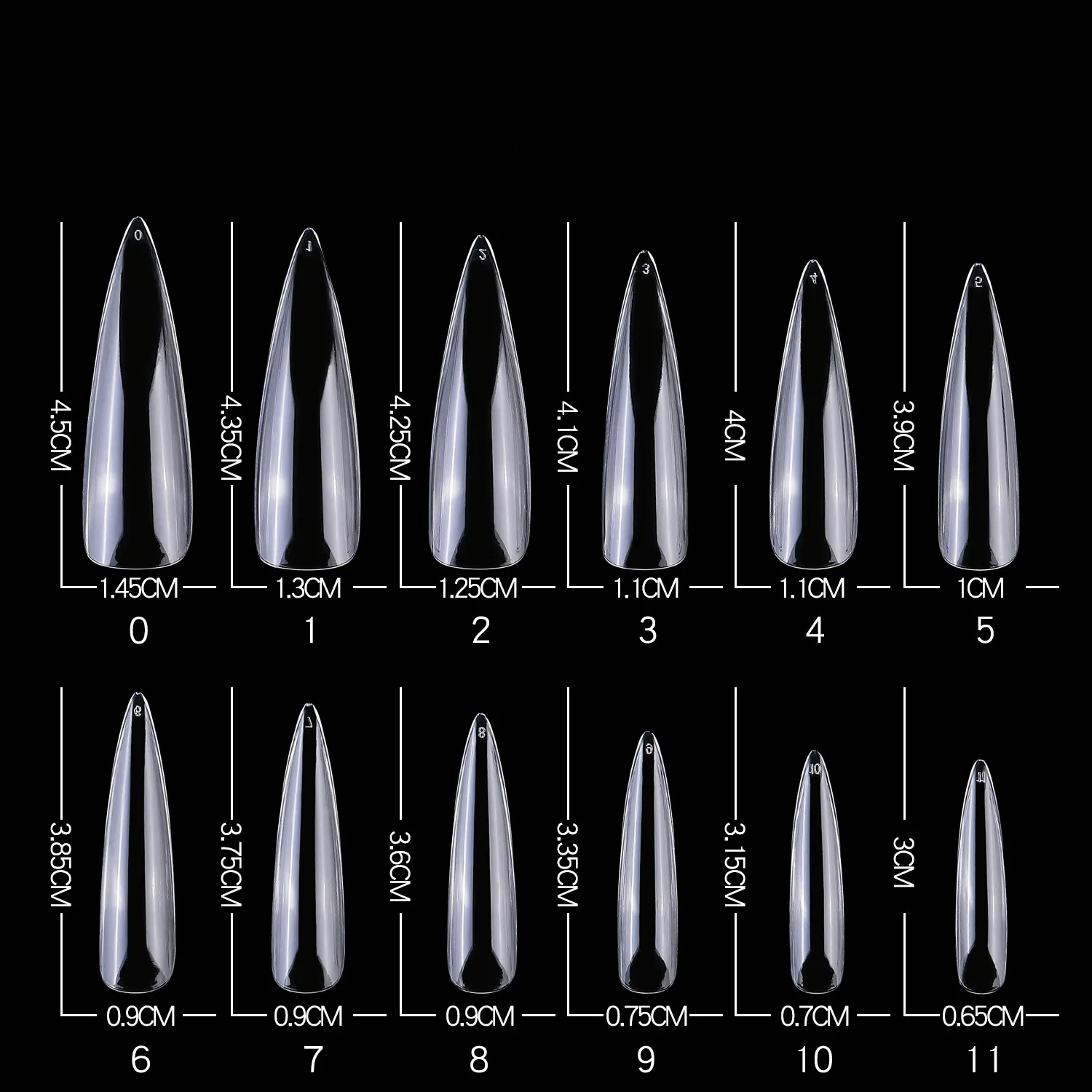 YIMART 600pcs/pack XL Lengthen Stiletto False Nails Oval Stiletto Sharp Full Nail Tips Acrylic UV Gel Full Cover Nail Tips