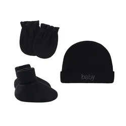 OEM cotton Newborn Knitted Hats and Mittens Striped Blank Baby Turban Beanie Hats for Infant Toddler