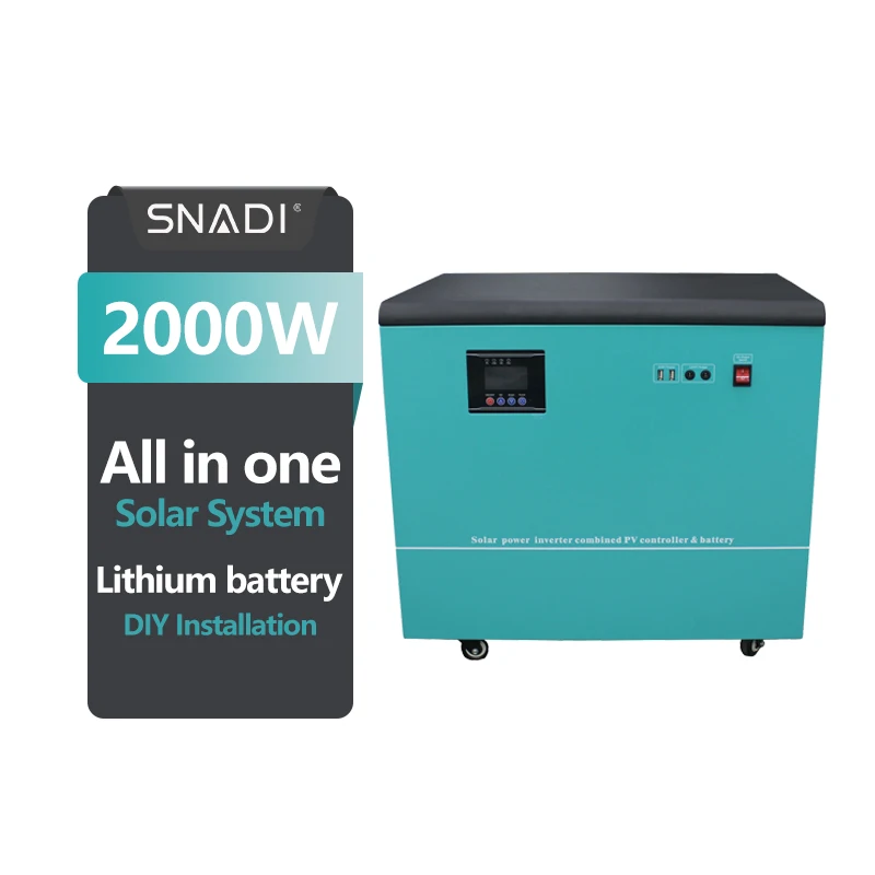 Lifepo4 Battery Inbuilt 2000 Watt 2kva 48v 220v Portable Solar Power Generator Solar Panels Pure Sine Wave Storage System SNADI