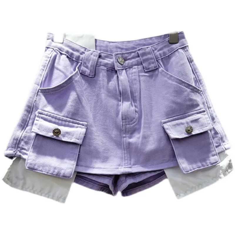 Hot sales 2023 Mini Denim Cargo Skirts Women Fashion High Waist Straight A-line Shorts Skirt