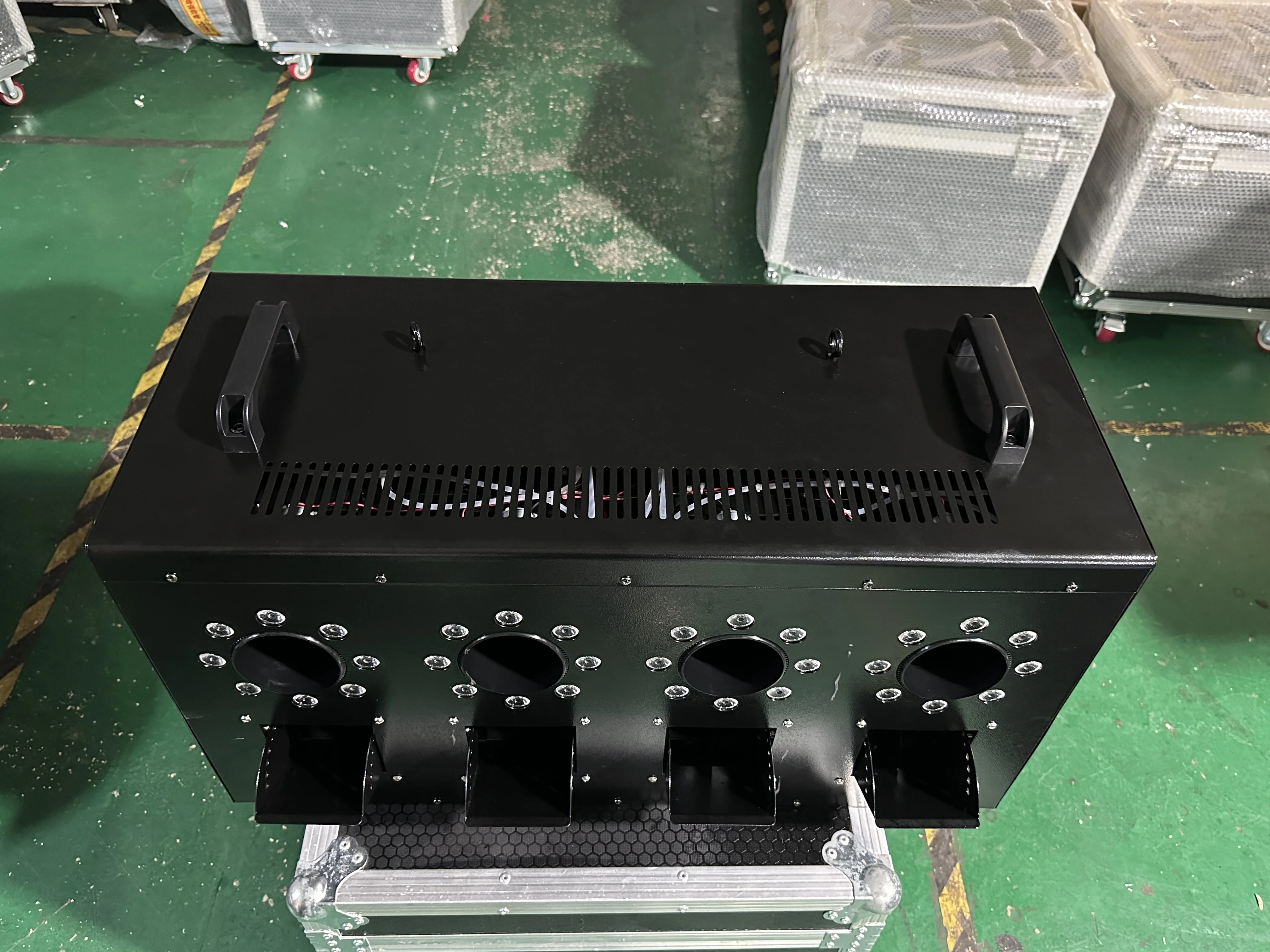 LED Stage Smoke Bubble Machine Special Effects Performance for Weddings and Large Events Four-Wheel Hole Bar Decorations