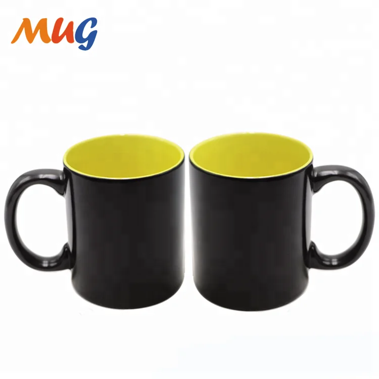 11oz ceramic black magic color changing sublimation mug cup with inner color