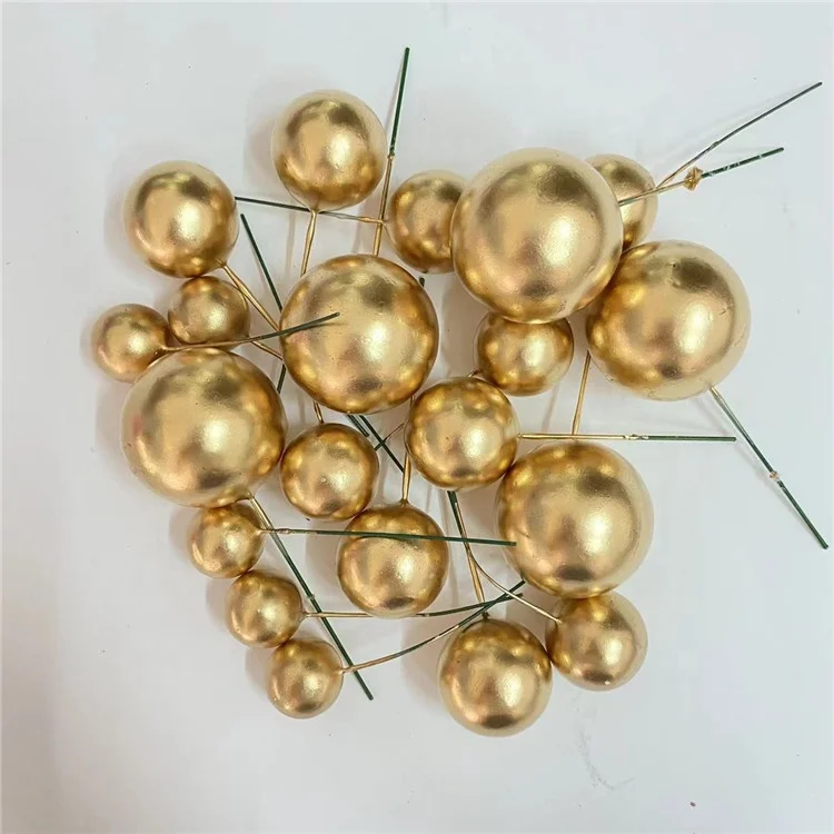 Birthday Cake Topper Decoration 20 Gold Metal Balls For Cake Decoration Size 2 2.5 3 4cm
