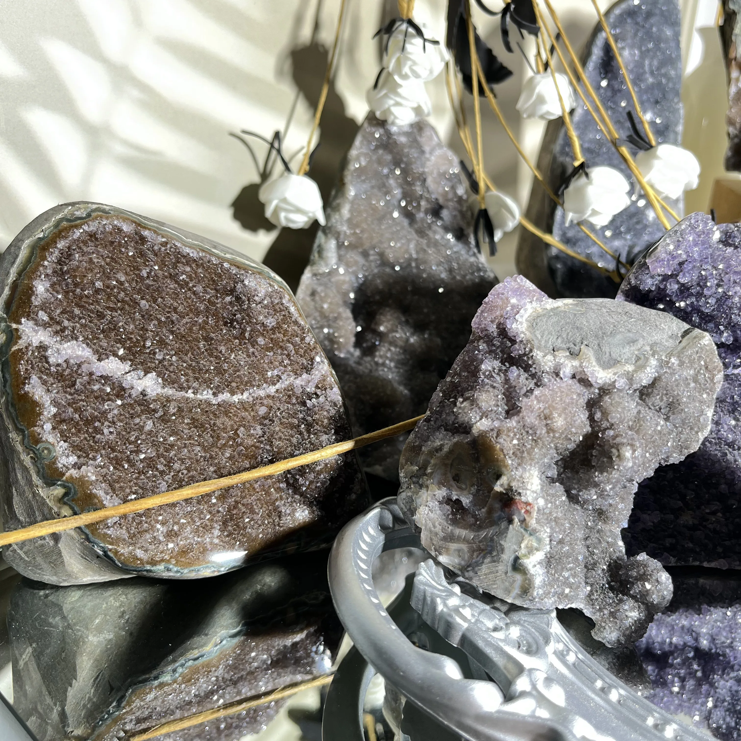 Hot Sale Natural Purple Amethyst Rawl Stones Crystal Cluster Wholesale Original Druzy Amethyst Cathedral For Collection