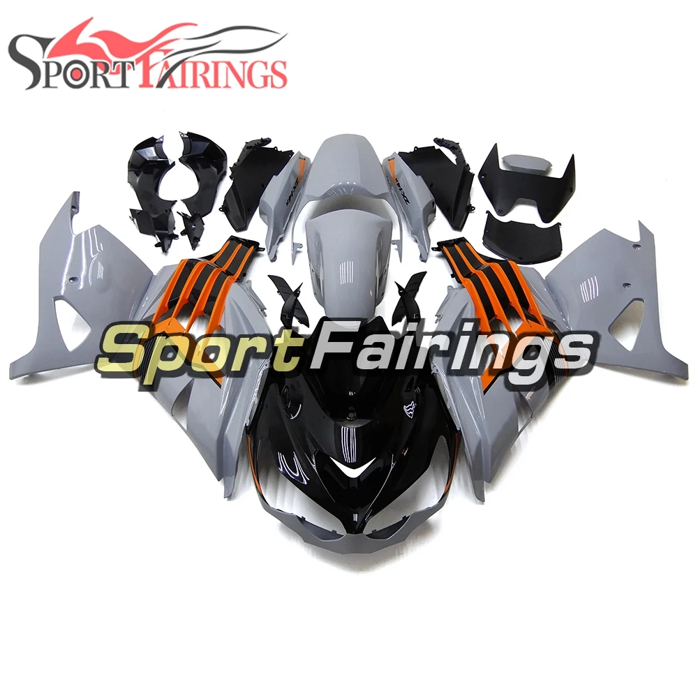 ABS Plastic Full Fairing Kit Fit For Kawasaki ZX-14R ZZ-R1400 2012 2013 2014 2015 Injection Cowlings - Gloss Gray Black Orange