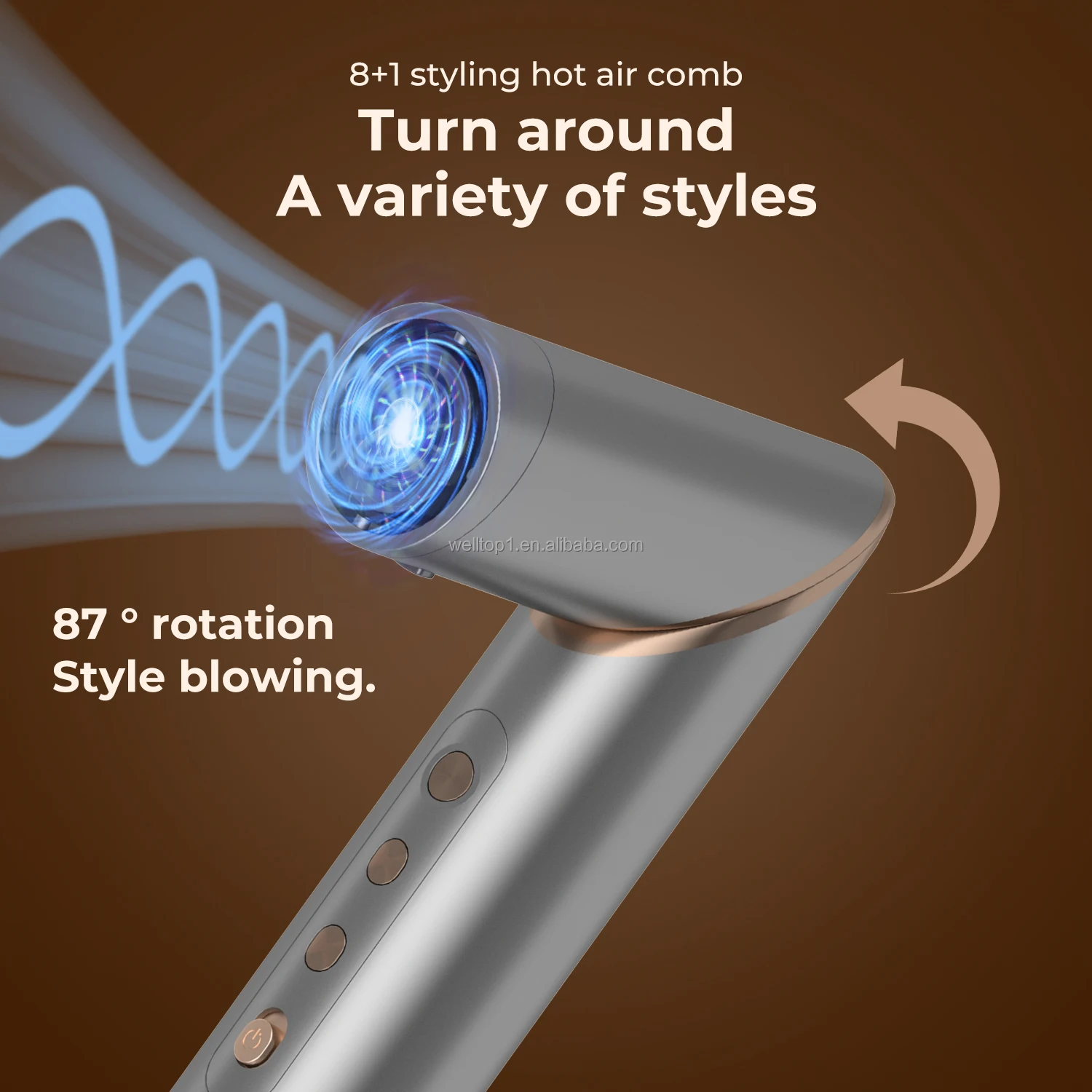 Professional 8 In 1 Airflow Hair Styler 110000 RPM BLDC Motor Multi-Styler Blow Dryer Hair Styler With Heat Cold Function