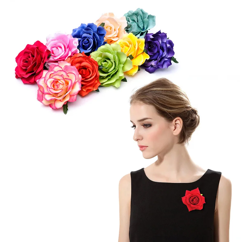 10cm Flower Clip Pin Rose Hair Clip Flower Hairpin Rose Brooch Floral Clips