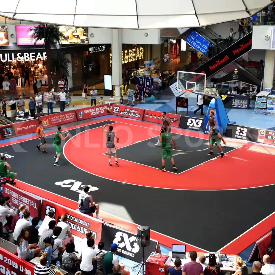 Enlio FIBA Removable Basketball Sports Floor Rubber Mat 3X3 Basketball Court Tiles Pickleball Court Tiles Muti-purpose Flooring