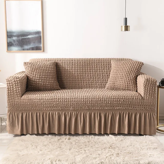 Luxury Jacquard Sofa Cover With Skirt Sectional Couch Sofa Covers Fabric Stretch Elastic Spandex Sofa Cover