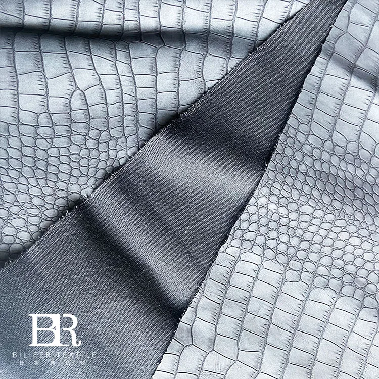 Custom matte crocodile embossed PU synthetic leather clothing leather fabric for jacket for bag