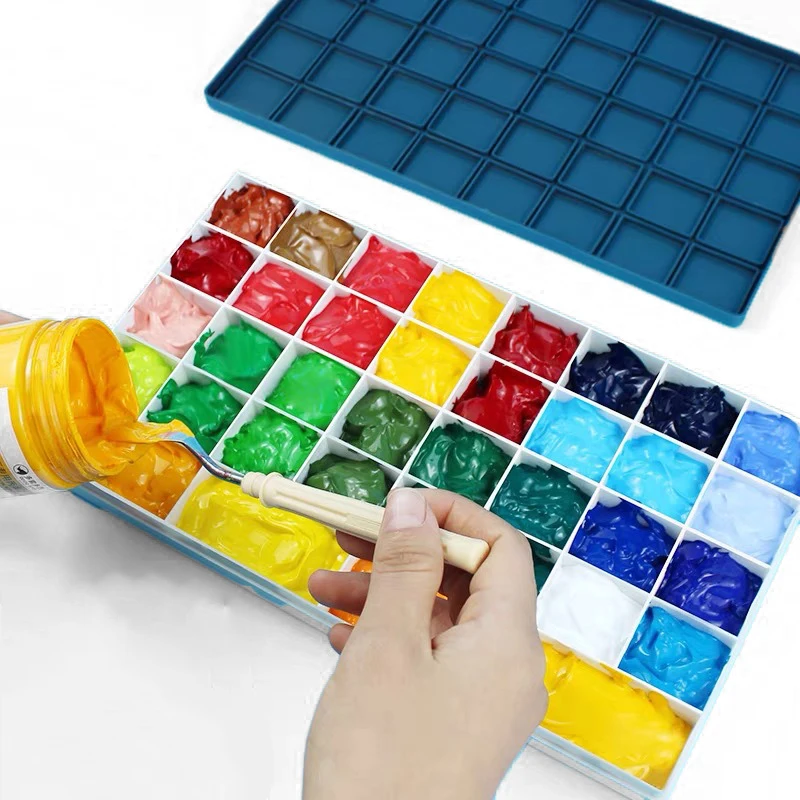 Rubber Soft Cover Plastic Palette Box 10/12/24/36/44/48 Grids Sealed Moisturizing Art Paint Box 6 Specifications Are Optional