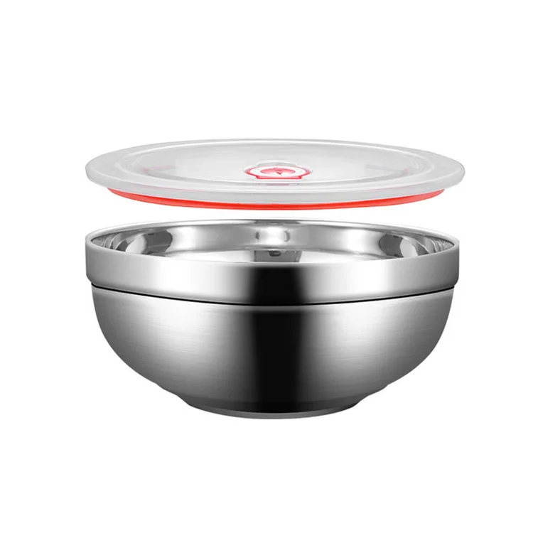 
2021 Hot Sale Kitchen Round Stainless Steel Mixing Bowl Set Fruit salad bowl with Lid 