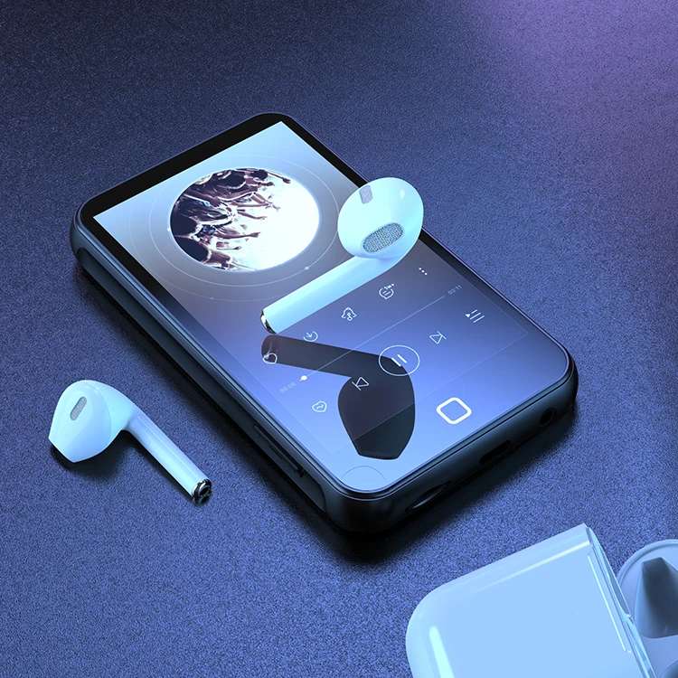 Portable Ruizu Android H2 Smart Mp3 Touch Screen Bt Wireless Earphones Multi-language Movie MP4 MP3 Player