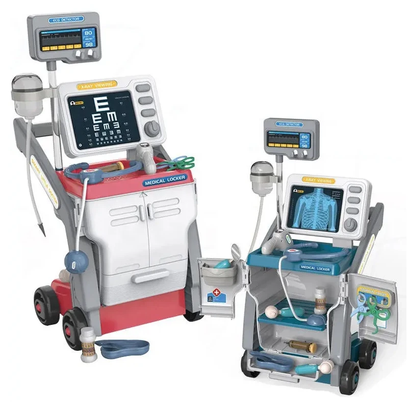 Doctor Toys Kits Pretend Play Doctor Cart Kids Toys Doctor Trolley Play Set Role Play Game for Kids Girls Children Toys