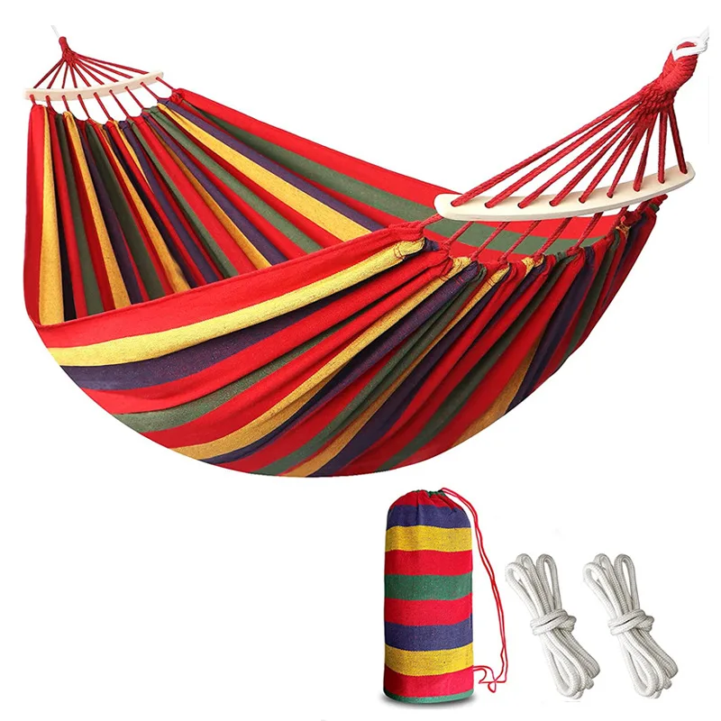 Canvas Hammock Bed Folding Double Hanging Nylon Wholesale Swing Portable Outdoor Camping Hammock