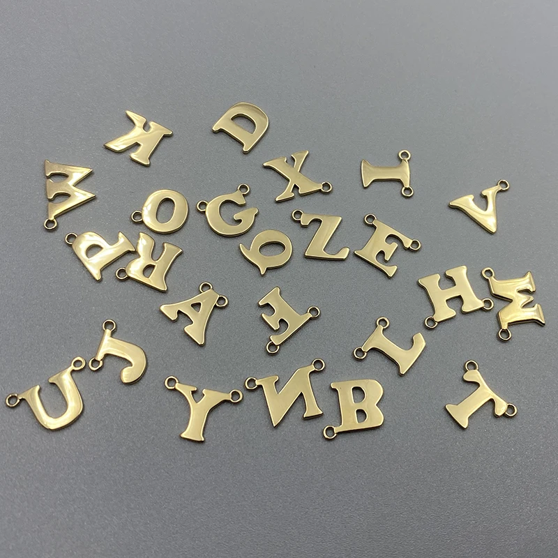 14k Gold Letters Pendant Au585 Jewelry Making DIY Accessories Bracelet Necklace Extender Chain Tail Charm for Jewelry Making