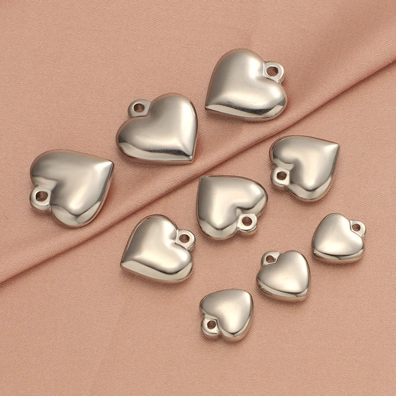 Polished Engraved Heart Pendant Jewelry Diy Accessories Stainless Steel Engraved Blank Custom Logo Heart Shape Pendant Charm