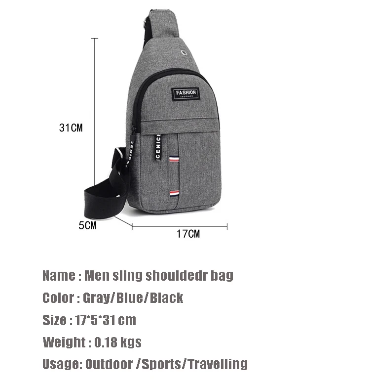 Wholesale Cheap Men Sport Chest Pack Bag Shoulder Earphone Hole Custom Logo Waterproof Crossbody Sling Bag for Men