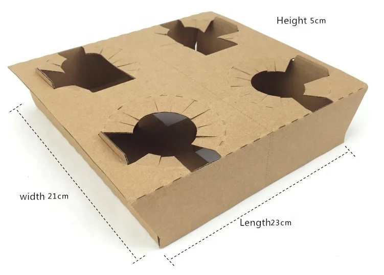 Cup holder kraft 2 4 cups drink carriers disposable flute paper holder take away coffee to go corrugated paper tray