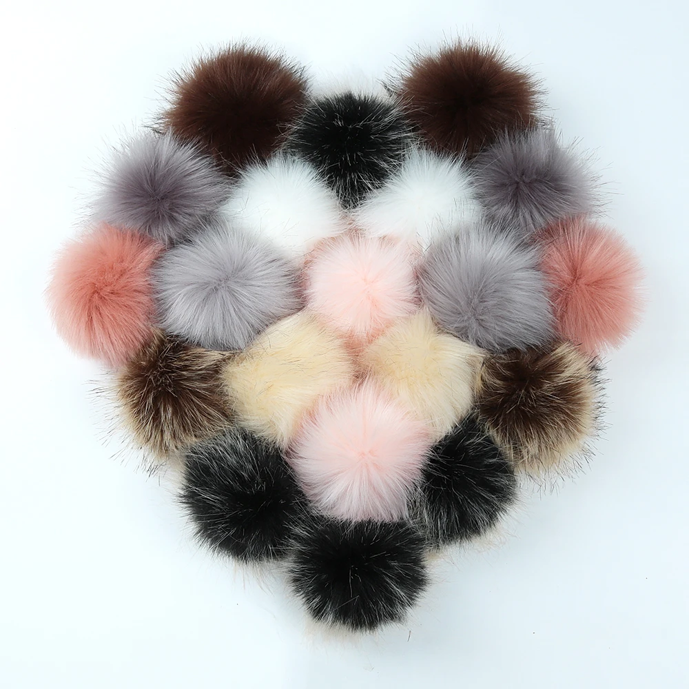 Custom Big Size Fur Pompom Colorful Fur Pompoms With Snap Faux Fur Pompom Cheap Price