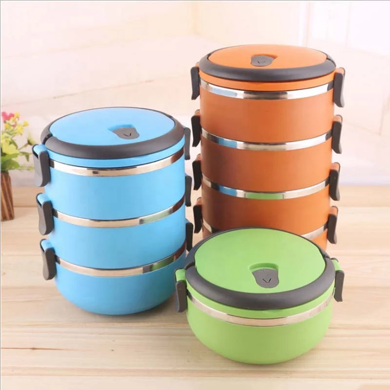 High Sale Stainless Steel Insulated Lunch Box Round Multilayer Bento Box Sealed Fresh Box