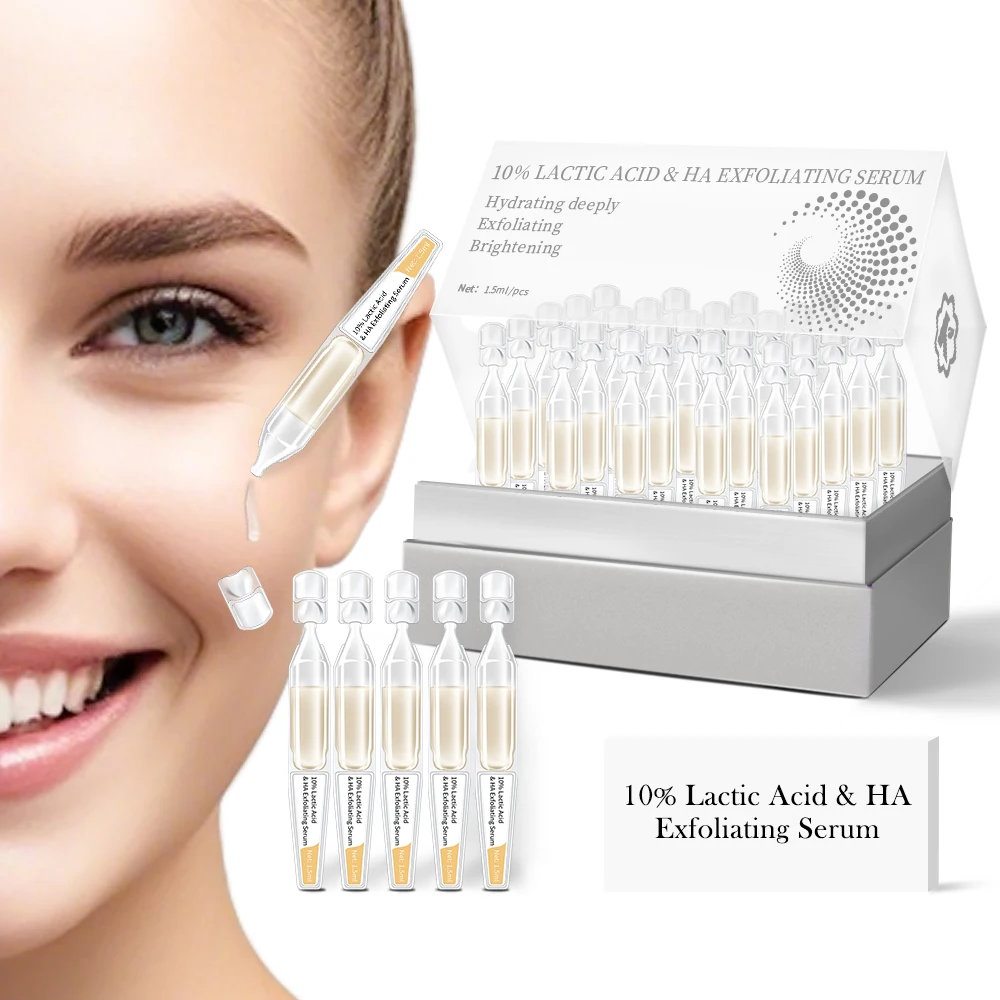 10% Lactic Acid Exfoliating Face Serum with Hyaluronic Acid Deeply Hydrating Reveal Skin Glow