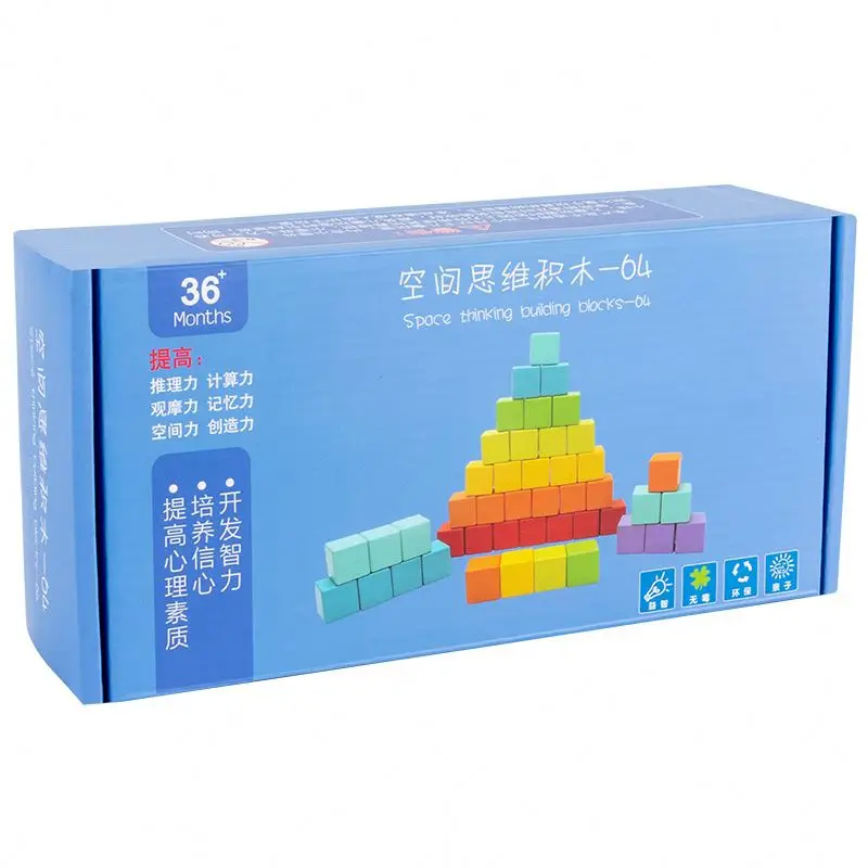 16PCS Wooden Cube Building Blocks Toy Logic Training Stacking Toy Parent-Child Game Toy Family Party Casual Gifts for Children
