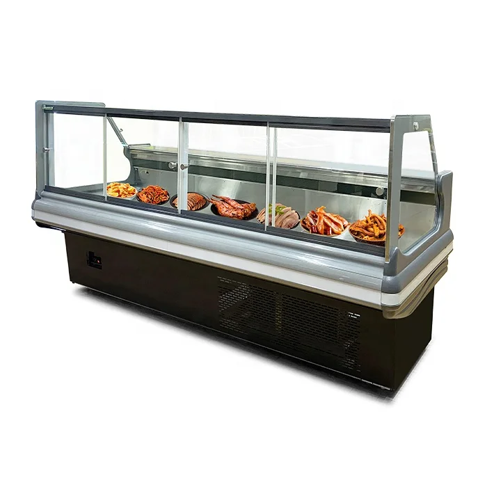 Green Health Upright Fresh Deli Fish Seafood Display Chiller Counter Refrigerator Meat Display Fridge for Sale