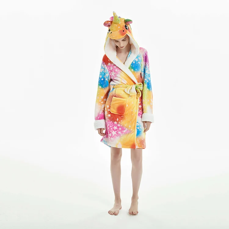 
Fashion Unicorn Bathrobe Sleepwear Adult Animal Pajama Unicorn Bath Robe Cartoon for Women Men 